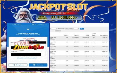 Bukti Kemenangan Member Setia Kami Z*** Sebesar Rp 7.000.000 di Permainan Gates Of Olympus 1000