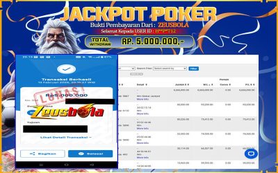 Bukti Kemenangan Member Setia Kami H**P*T12 Sebesar Rp 5.000.000 di Permainan POKER