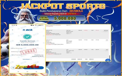 Bukti Kemenangan Member Setia Kami Z*C*N*A Sebesar Rp 5.000.000 di Permainan Saba Sport