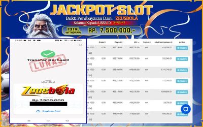 Bukti Kemenangan Member Setia Kami Z**R**7 Sebesar Rp 7.500.000 di Permainan Pragmatic Direct 6