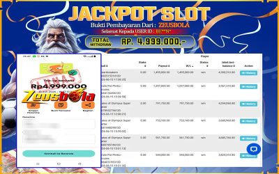 Bukti Kemenangan Member Setia Kami BE**N* Sebesar Rp 4.999.000 di Permainan Pragmatic Direct 6