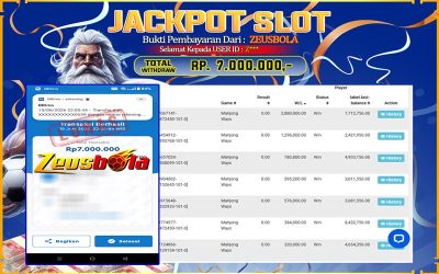 Bukti Kemenangan Member Setia Kami Z*** Sebesar Rp 7.000.000 di Permainan PG