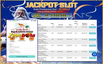 Bukti Kemenangan Member Setia Kami BE**N* Sebesar Rp 5.000.000 di Permainan Gates of Olympus Super Scatter