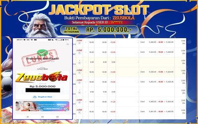 Bukti Kemenangan Member Setia Kami SV***TZ Sebesar Rp 5.000.000 di Permainan PG Soft