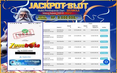 Bukti Kemenangan Member Setia Kami D*U*2* Sebesar Rp 9.000.000 di Permainan PG