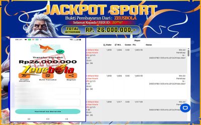 Bukti Kemenangan Member Setia Kami ZO**6* Sebesar Rp 26.000.000 di Permainan CMD Sports