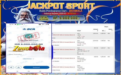 Bukti Kemenangan Member Setia Kami A***Z*US Sebesar Rp 5.000.000 di Permainan SBO Sport