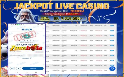 Bukti Kemenangan Member Setia Kami R**A*I**A Sebesar Rp 7.014.500 di Permainan Playtech Live