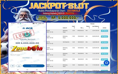Bukti Kemenangan Member Setia Kami PU*****8 Sebesar Rp 5.000.000 di Permainan PG