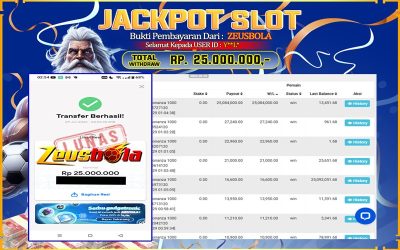 Bukti Kemenangan Member Setia Kami Y**L* Sebesar Rp 25.000.000 di Permainan Sweet Bonanza 1000