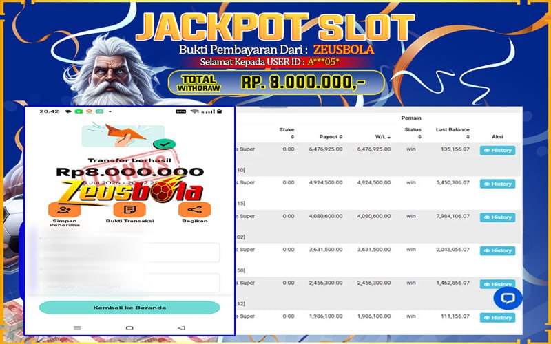 Bukti Kemenangan Member Setia Kami A***05* Sebesar Rp 8.000.000 di Permainan Pragmatic Direct 6